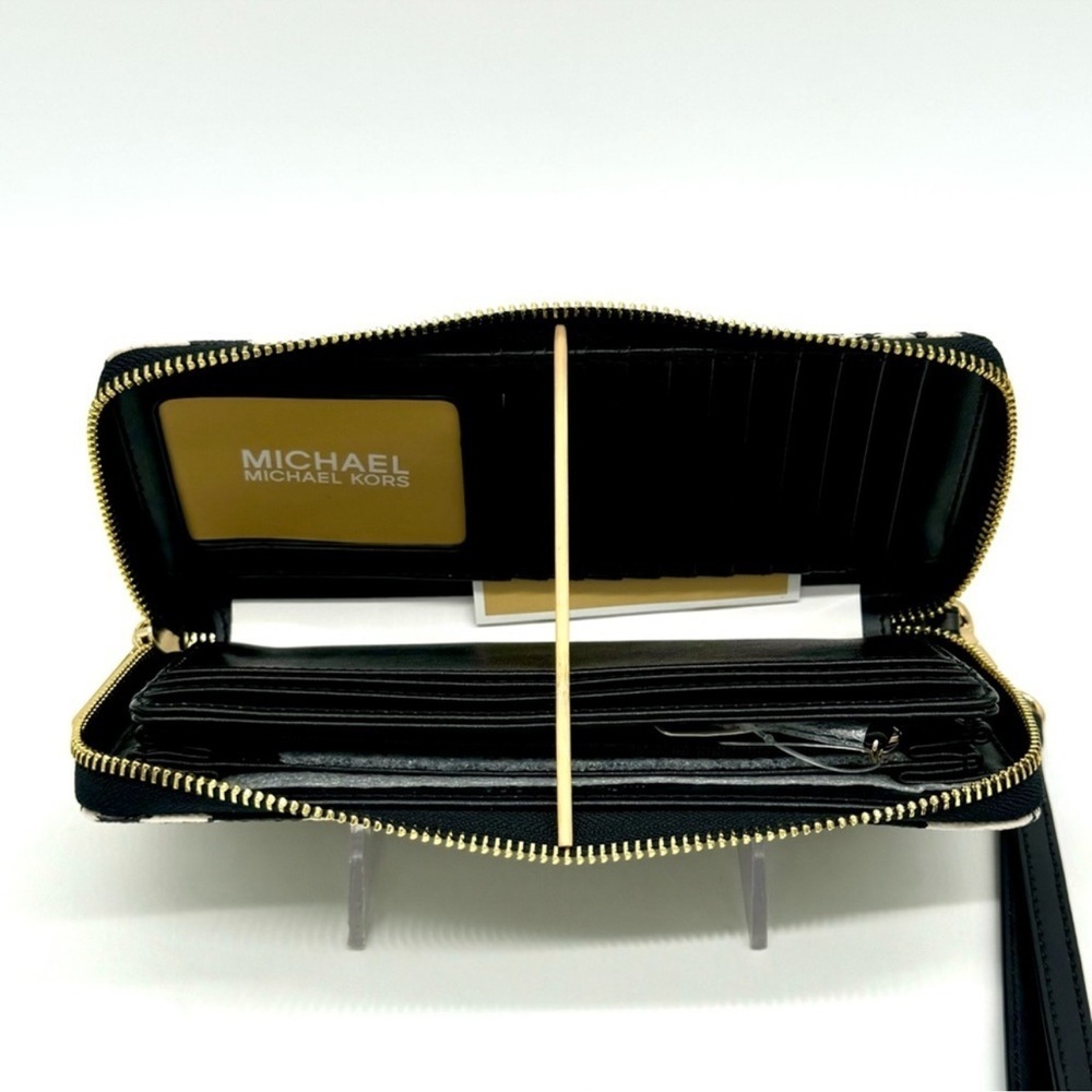 Michael Kors Large Travel Continental Wallet Wristlet Black Multi - Picture 7 of 9